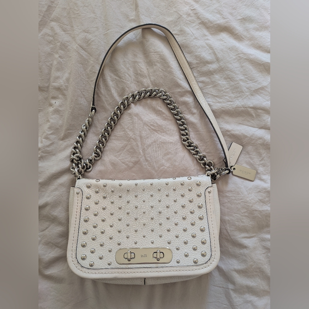 Coach Swagger Ivory Studded Shoulder Bag. Two way bag.